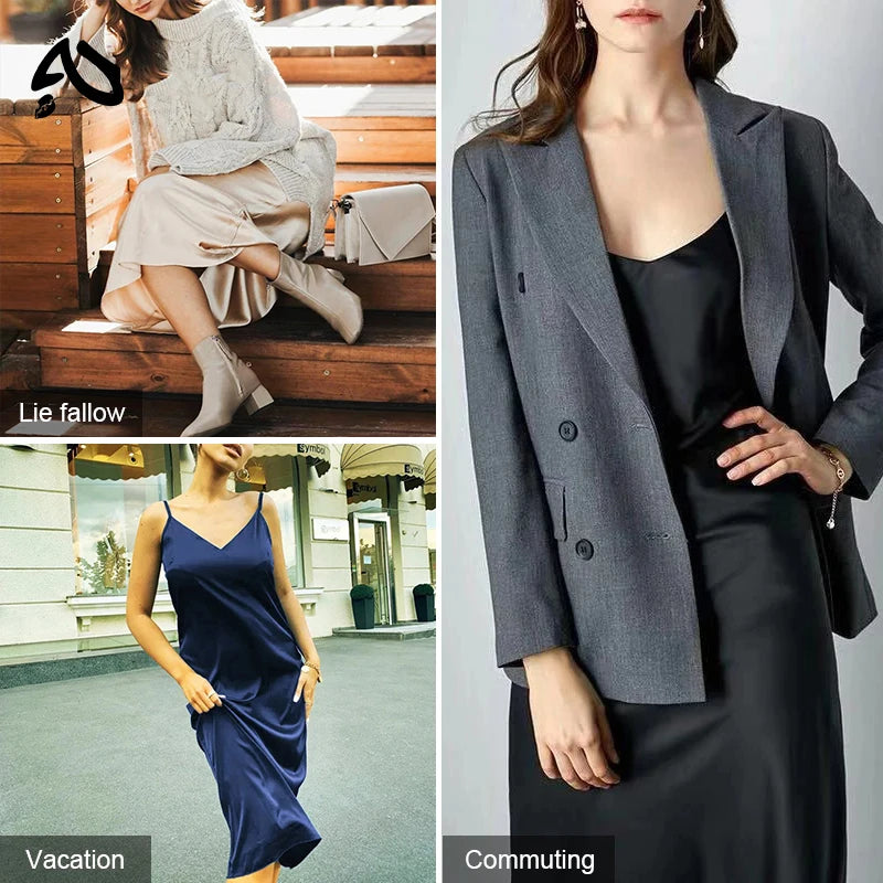 Original Satin Summer Dress Spaghetti Straps V-Neck Backless Long Dresses For Women Party Sexy Vestidos Sundress，M30262