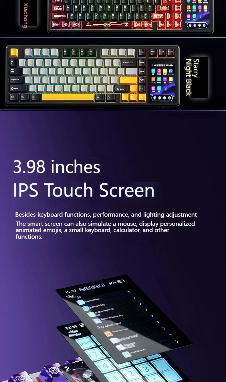 AULA L99 Gaming Keyboard 3.98-inch IPS Touchscreen Mechanical Keyboard Wireless Customizable Tri-mode Bluetooth Esports