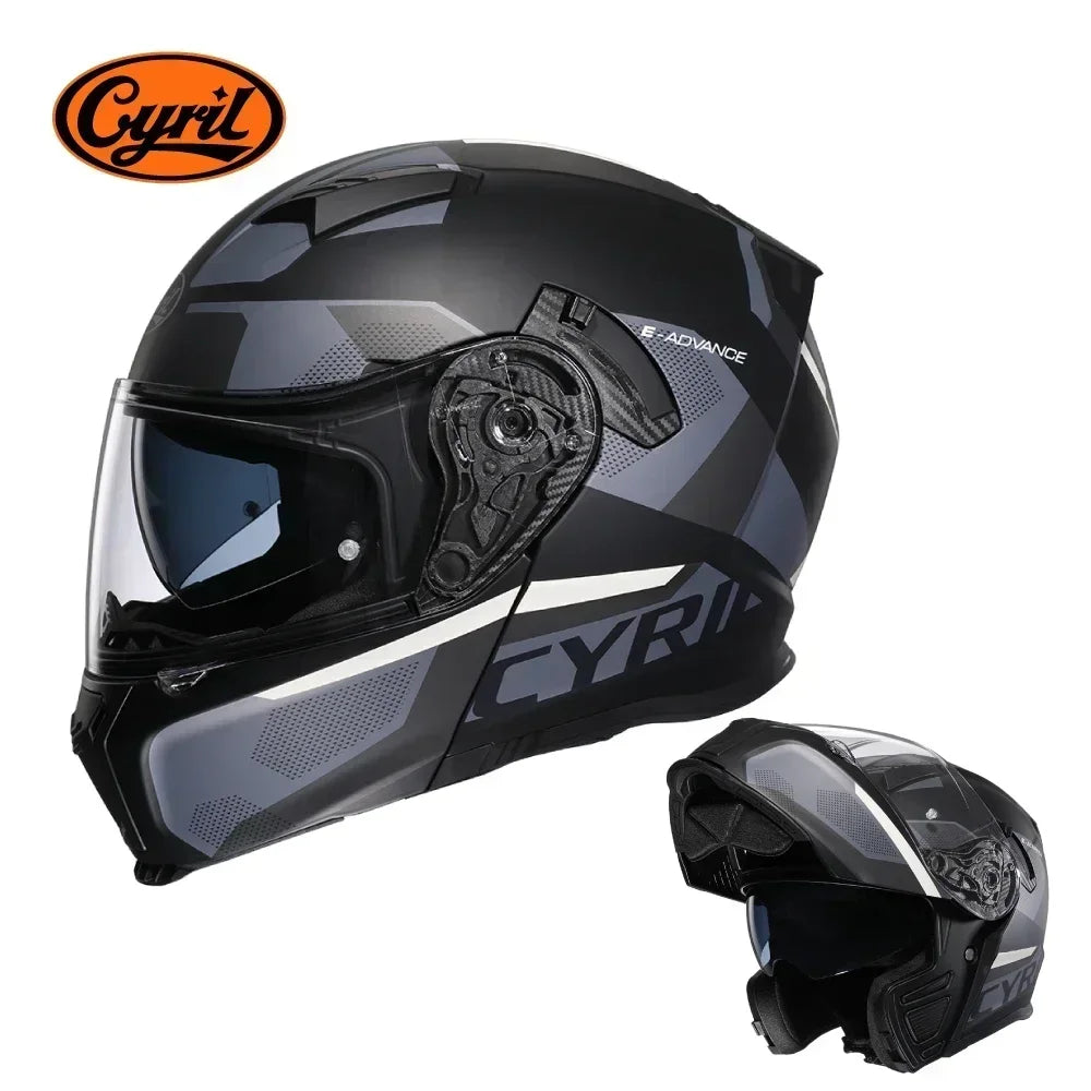 Motorcycle Helmet Dual Visor Modular Flip Up Full Face Helmet for Adult Men Women DOT Approved Casco Moto CYRIL AH121