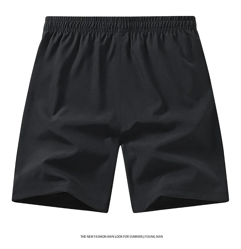 Men's Casual Shorts for Sports Ice Silk Fitness Beach Shorts Breathable Elastic Waist Quick Dry Zipper Pocket Running Shorts Men