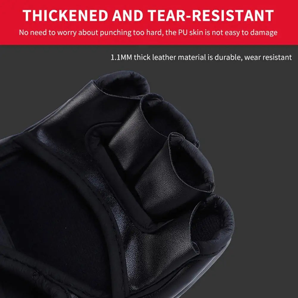 Half Finger PU Leather Boxing Training Gloves Free Fight Kick MMA Fighting Muay Thai Sports Sanda Glove Professional Equipment