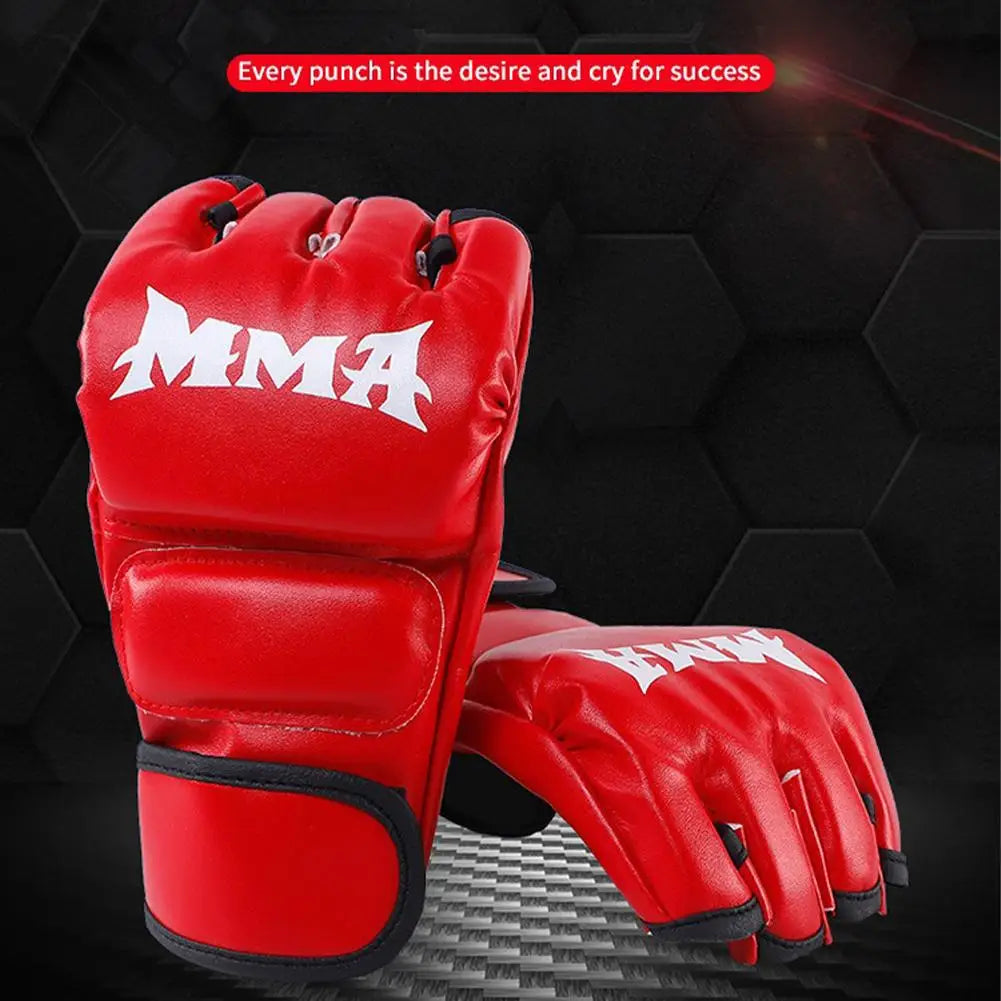 Half Finger PU Leather Boxing Training Gloves Free Fight Kick MMA Fighting Muay Thai Sports Sanda Glove Professional Equipment