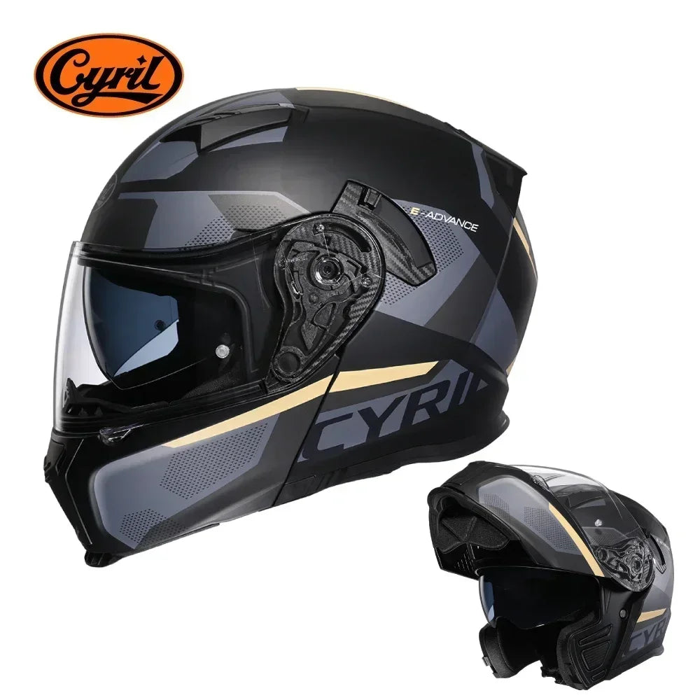 Motorcycle Helmet Dual Visor Modular Flip Up Full Face Helmet for Adult Men Women DOT Approved Casco Moto CYRIL AH121