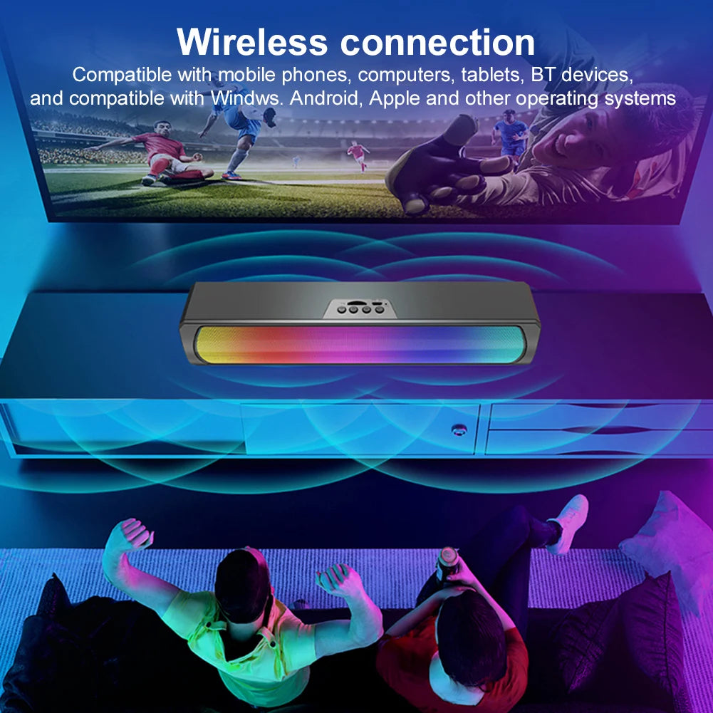 Portable Computer Sound Bar Speakers RGB Bluetooth-Compatible 5.0 Soundbar Stereo Subwoofer PC Sound Bar Loudspeaker for Desktop