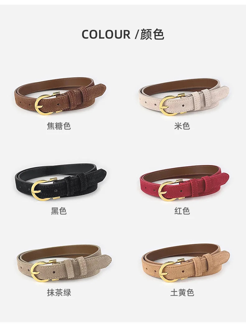 Suede  Real Leather Waist Belt for Women Vintage Simple Design Jeans Belt Strap Cinturones  Cinturones Para Hombre Blue Camel
