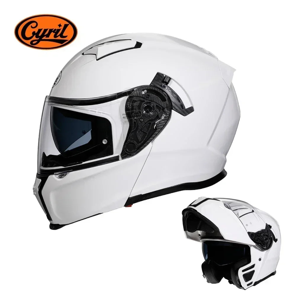 Motorcycle Helmet Dual Visor Modular Flip Up Full Face Helmet for Adult Men Women DOT Approved Casco Moto CYRIL AH121