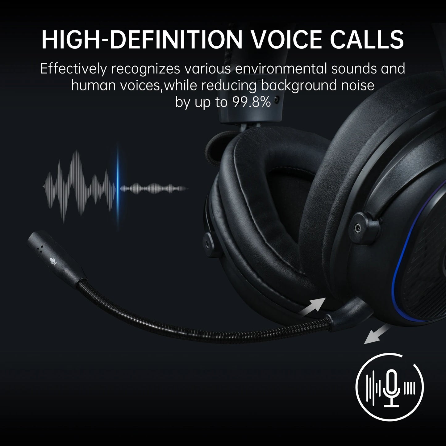 EKSA Mako BT 2.4GHz Low Latency Wireless Headphones, Over-Ear Bluetooth 5.3 Headset Gamer with Detachable Microphone for PC/PS5