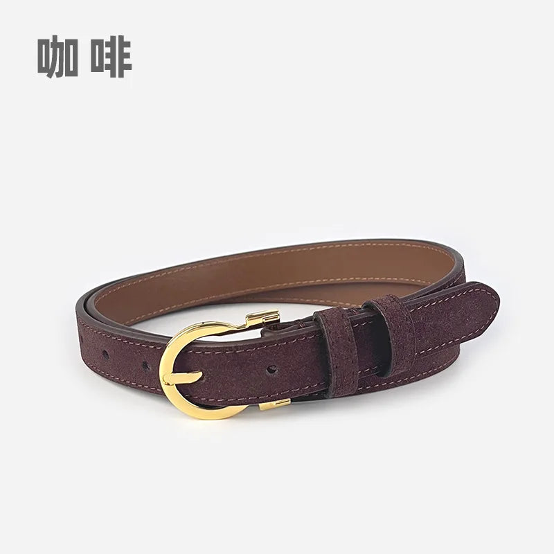 Suede  Real Leather Waist Belt for Women Vintage Simple Design Jeans Belt Strap Cinturones  Cinturones Para Hombre Blue Camel