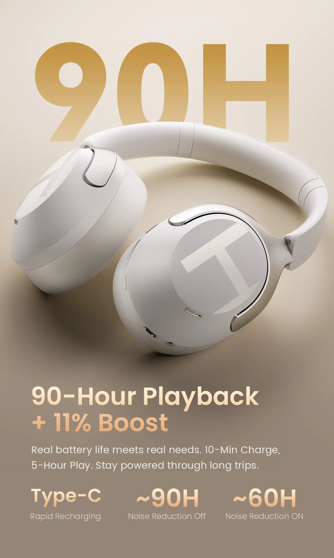 HAYLOU S40 ANC Wireless Headphones Bluetooth 6.0 Hi-Res Audio Over Ear Headset 50dB Hybrid Active Noise Cancellation Earphones