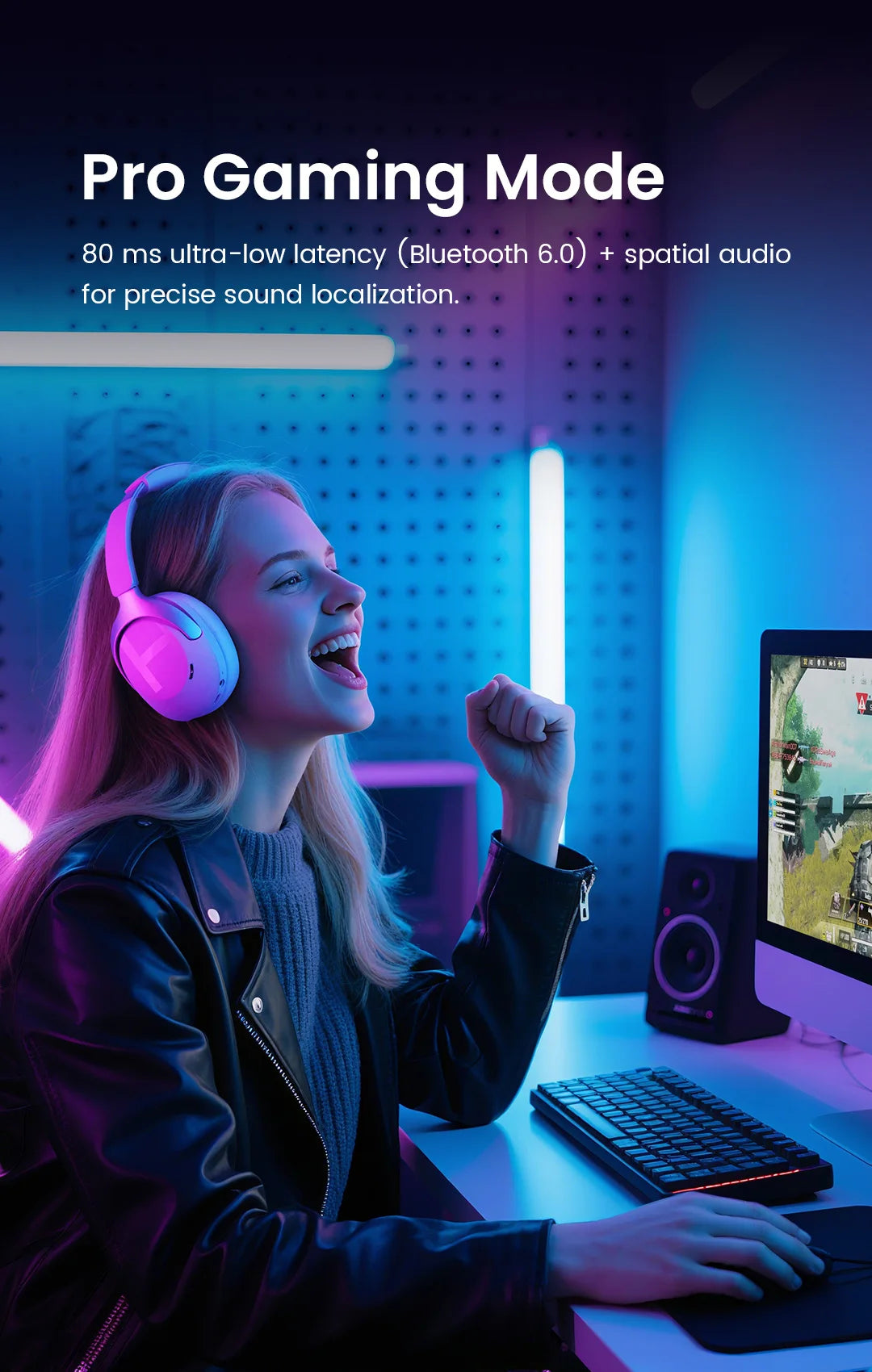 HAYLOU S40 ANC Wireless Headphones Bluetooth 6.0 Hi-Res Audio Over Ear Headset 50dB Hybrid Active Noise Cancellation Earphones