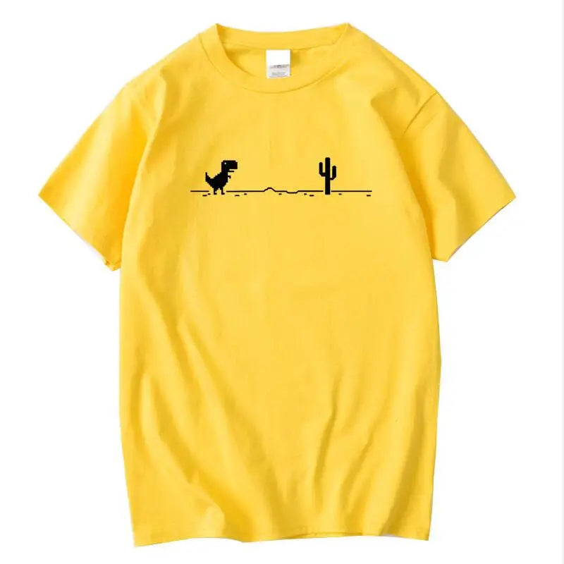 Men's High Quality 100%Cotton Funny Dinosaur Print T Shirt Loose O-neck Summer Cool Men Tshirt Short Sleeve T-shirt Male Tee Top