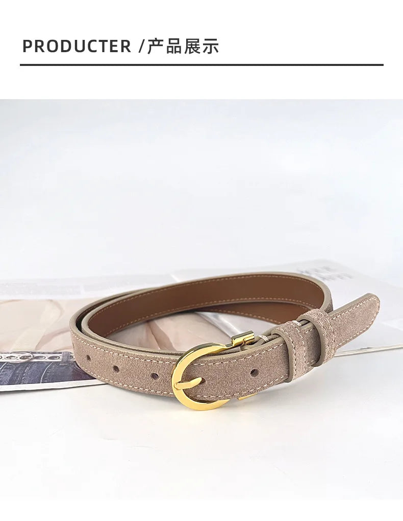 Suede  Real Leather Waist Belt for Women Vintage Simple Design Jeans Belt Strap Cinturones  Cinturones Para Hombre Blue Camel