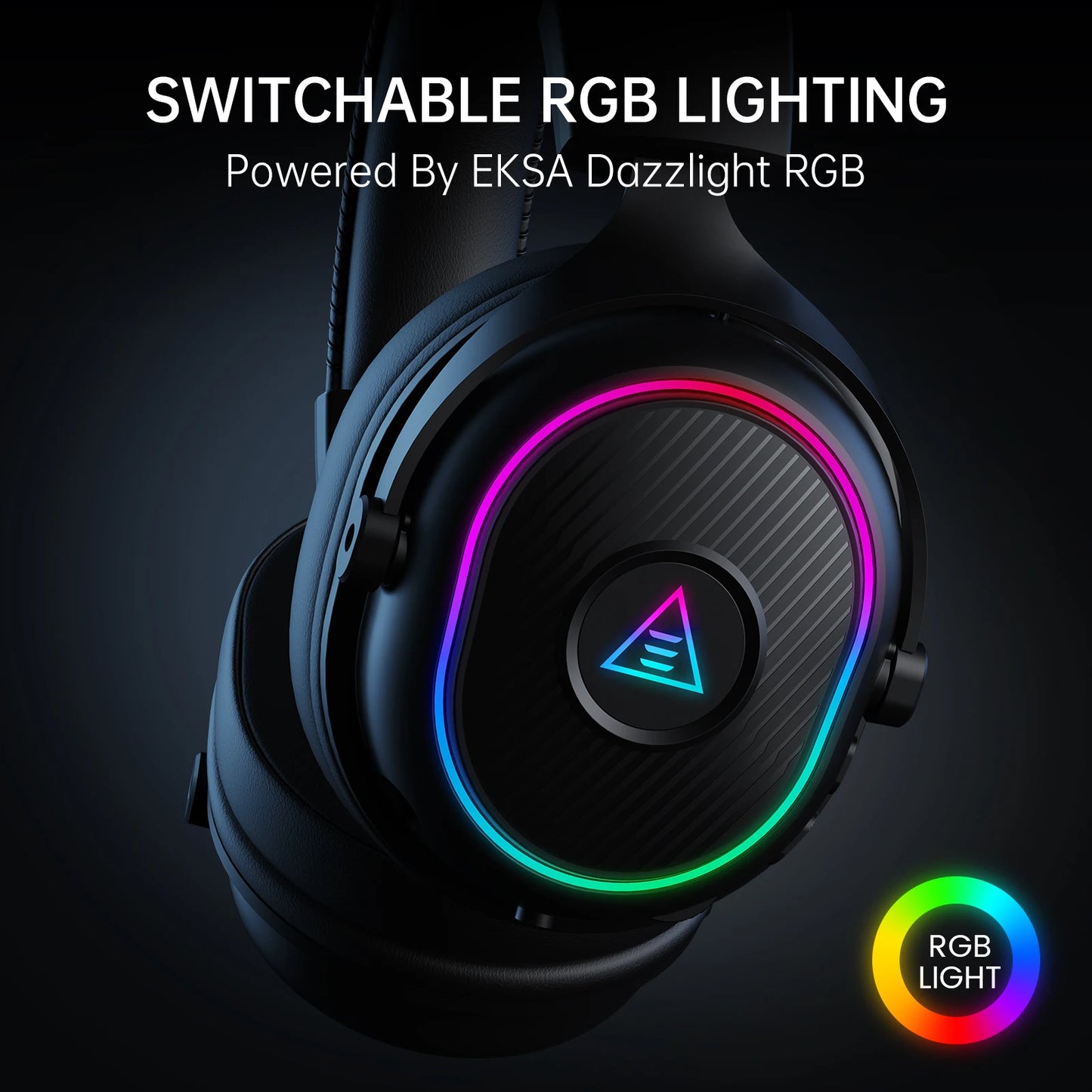 EKSA Mako BT 2.4GHz Low Latency Wireless Headphones, Over-Ear Bluetooth 5.3 Headset Gamer with Detachable Microphone for PC/PS5