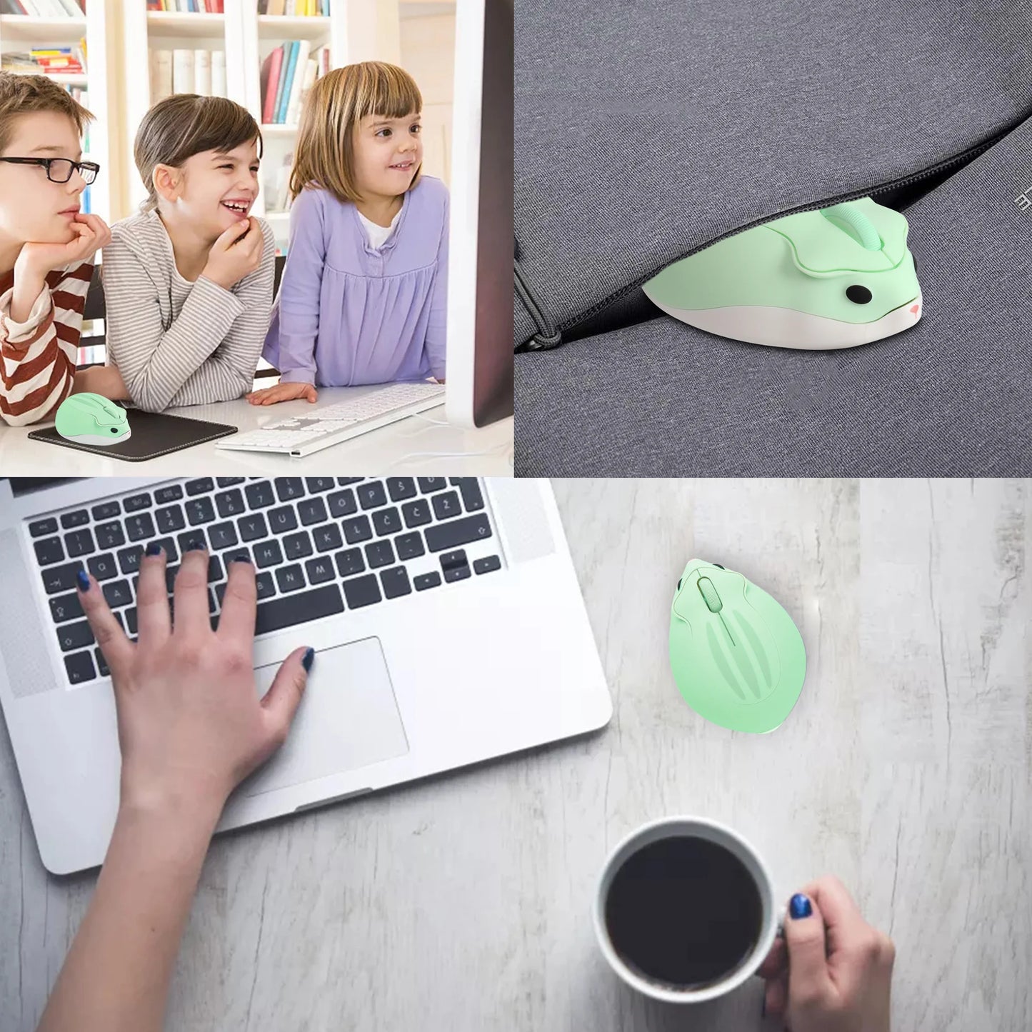 Wireless 2.4G Mouse Cute Hamster Appearance Mause Mute Button Light Weight Portable Mice Compatible Office Use Kid' Toy