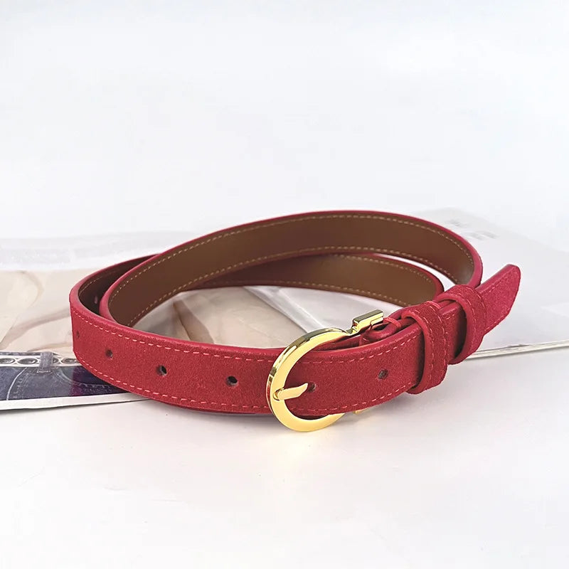 Suede  Real Leather Waist Belt for Women Vintage Simple Design Jeans Belt Strap Cinturones  Cinturones Para Hombre Blue Camel