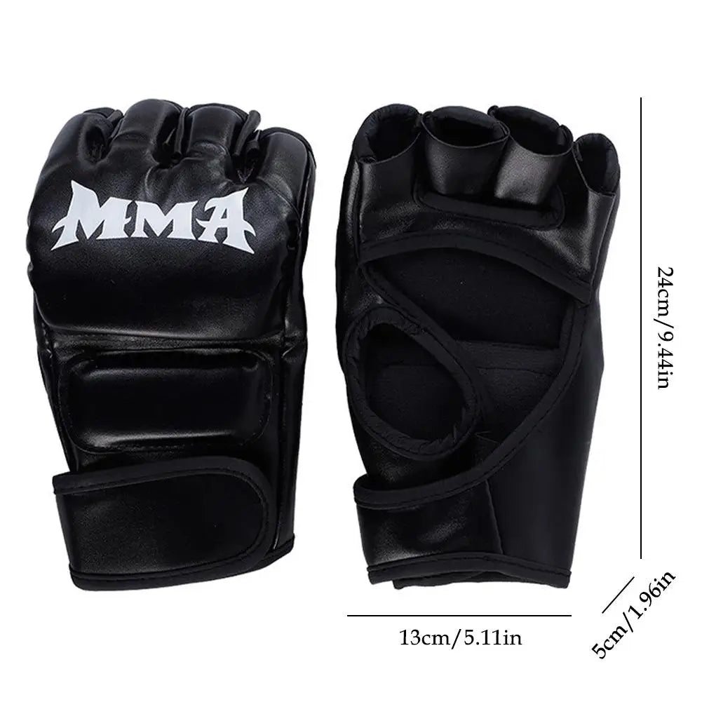 Half Finger PU Leather Boxing Training Gloves Free Fight Kick MMA Fighting Muay Thai Sports Sanda Glove Professional Equipment