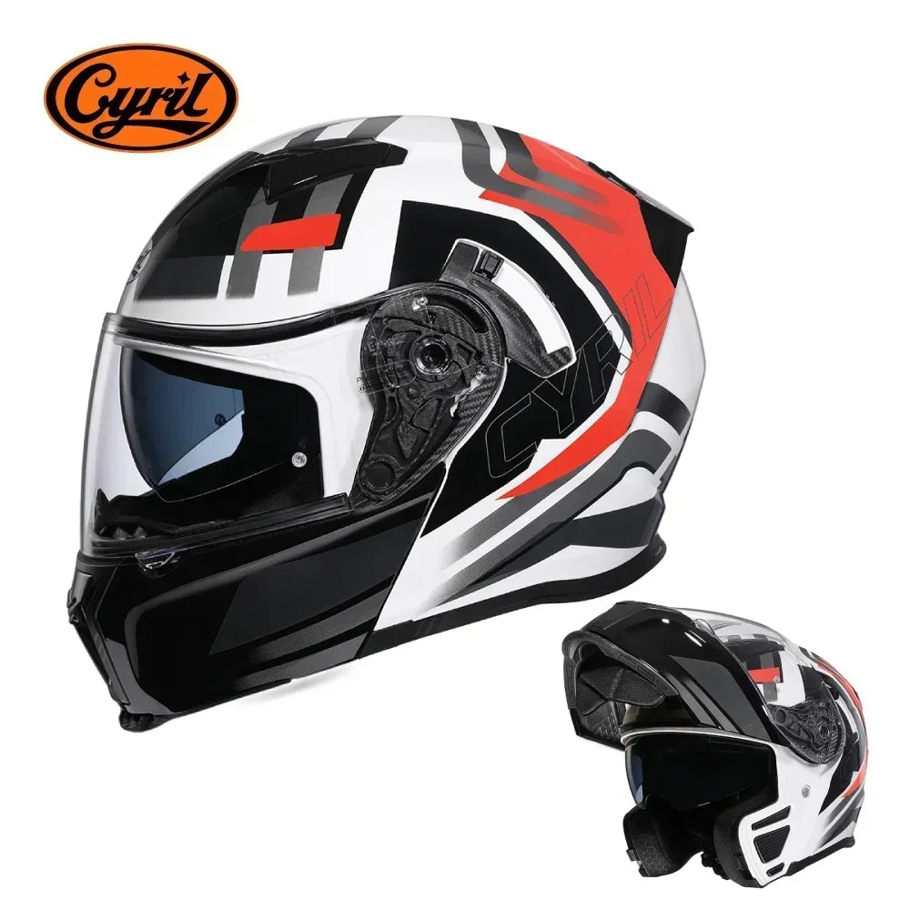 Motorcycle Helmet Dual Visor Modular Flip Up Full Face Helmet for Adult Men Women DOT Approved Casco Moto CYRIL AH121