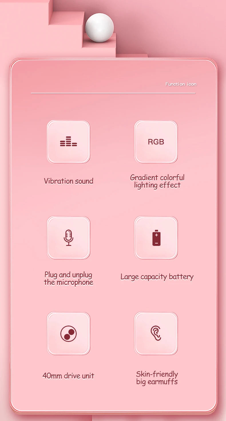 Wireless Headphones Rabbit Ear Headphones with Microphone Cute Girl Music Bluetooth Headphones for Kids Gaming Headphones