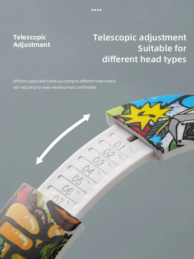 Graffiti LED Light Bluetooth Headsets Game Doodle Wireless Headphones Earphones Mic  For Kids Boy Girl Gifts Support TF Card