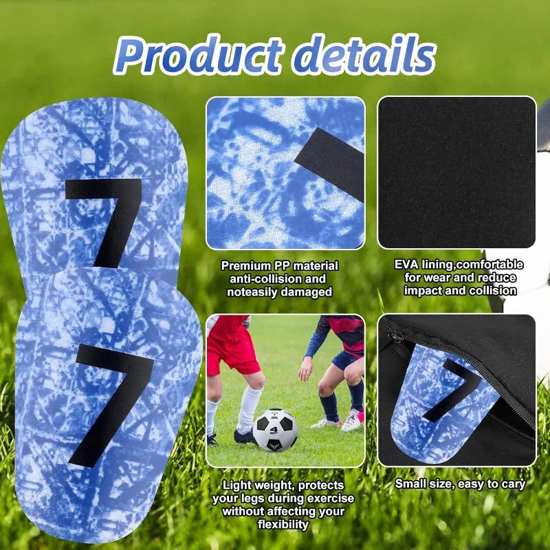 2026 Mini Shin Guards No.7 Kids Adults - Ultra Thin Soccer Leg Guards Lightweight Protection USA Canada Mexico Summer Sports