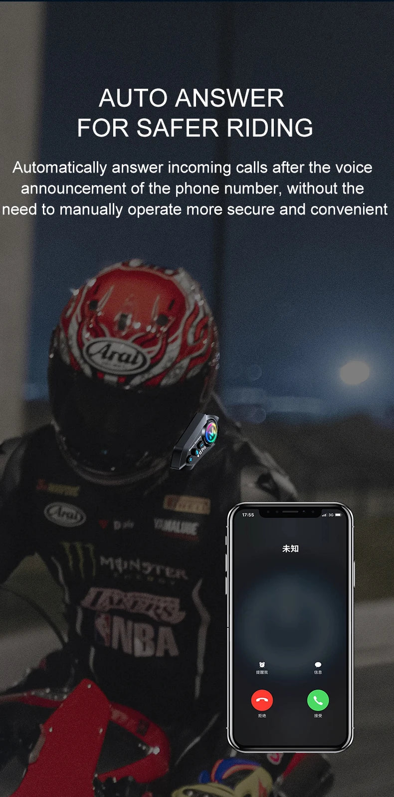 Y12 Pro Motorcycle Helmet Intercom Headset Bluetooth 5.4 Hands Free Call 500M For 2 Rider Intercomunicador Moto Interphone Music