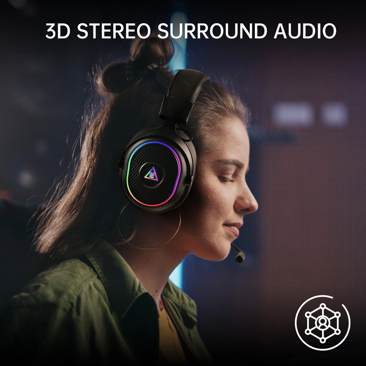 EKSA Mako BT 2.4GHz Low Latency Wireless Headphones, Over-Ear Bluetooth 5.3 Headset Gamer with Detachable Microphone for PC/PS5