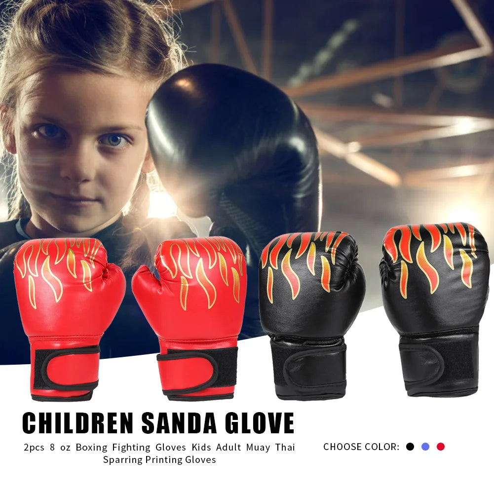 2Pcs Kids Boxing Gloves Children Punch Training Sparring Kickboxing Fighting Fitness Mitts Hitting Hand Protector Blue Black Red