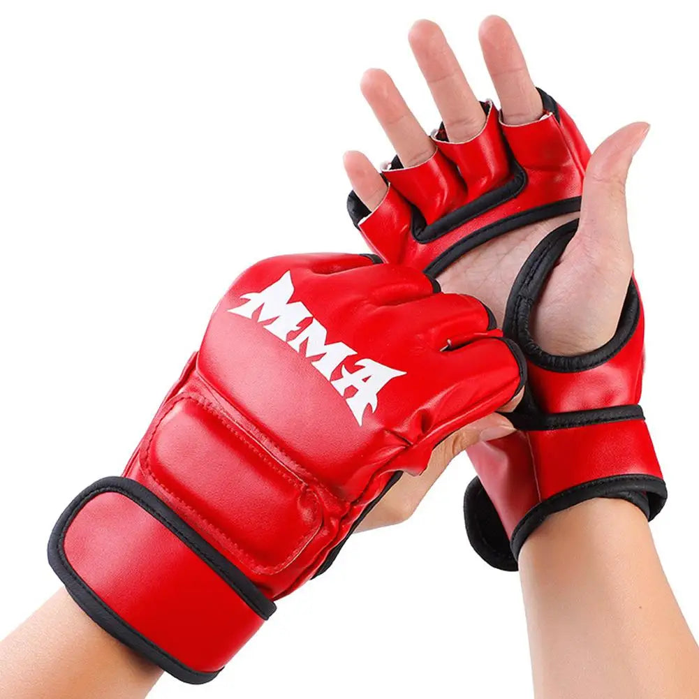 Half Finger PU Leather Boxing Training Gloves Free Fight Kick MMA Fighting Muay Thai Sports Sanda Glove Professional Equipment