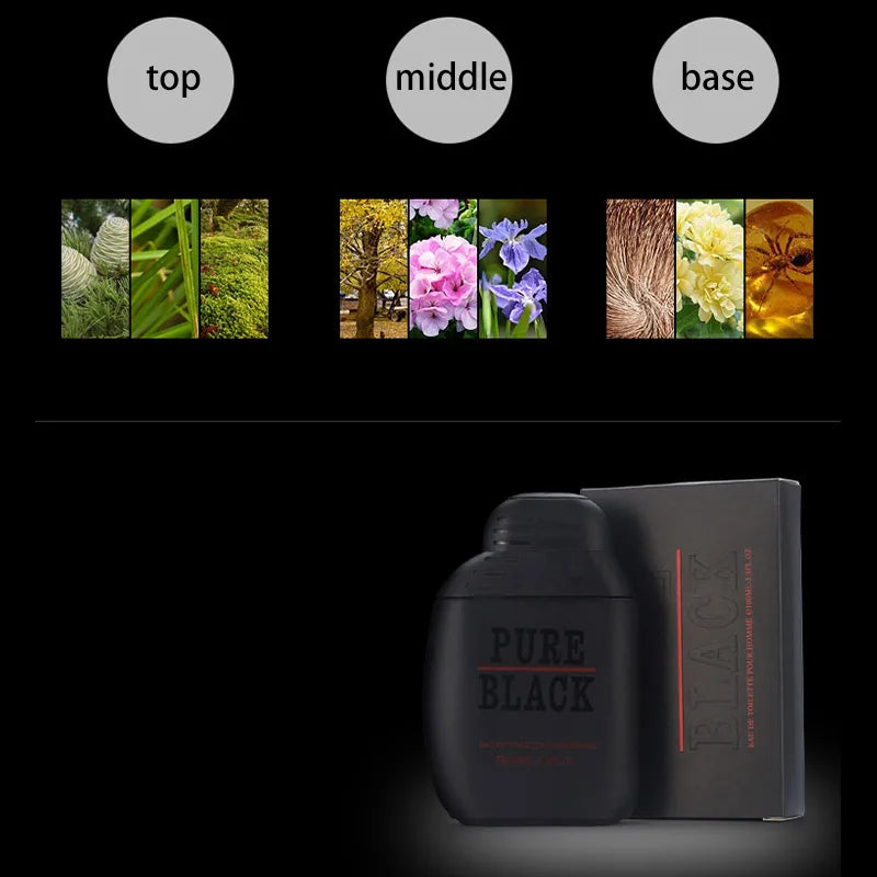 Pure Black Men's Perfume Lasting Fragrance Earth Cologne Refreshing Gentleman Light Perfume Woody Ocean Fragrance Charm 100ml