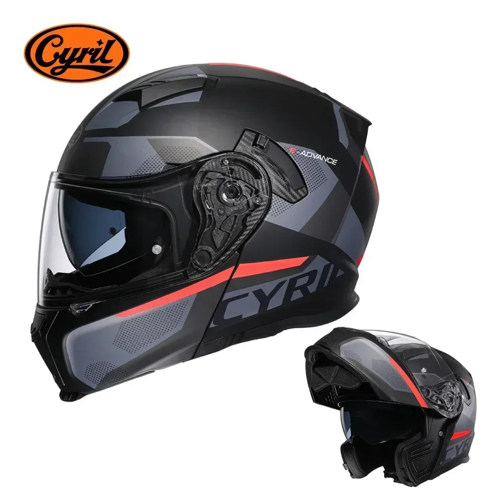 Motorcycle Helmet Dual Visor Modular Flip Up Full Face Helmet for Adult Men Women DOT Approved Casco Moto CYRIL AH121