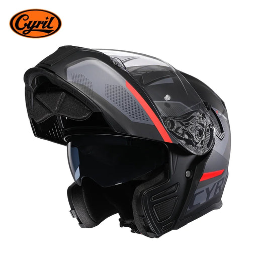 Motorcycle Helmet Dual Visor Modular Flip Up Full Face Helmet for Adult Men Women DOT Approved Casco Moto CYRIL AH121