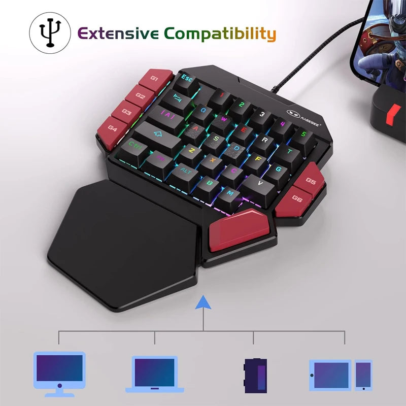 MageGee One-Handed Mini Mechanical Gaming Keyboard – 35 Keys, Hot-Swappable, Backlit, Wired for PC　Laptop　Desktop