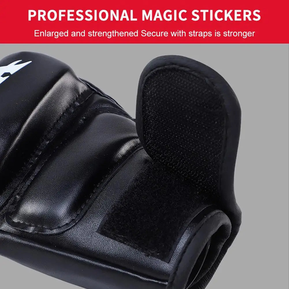 Half Finger PU Leather Boxing Training Gloves Free Fight Kick MMA Fighting Muay Thai Sports Sanda Glove Professional Equipment