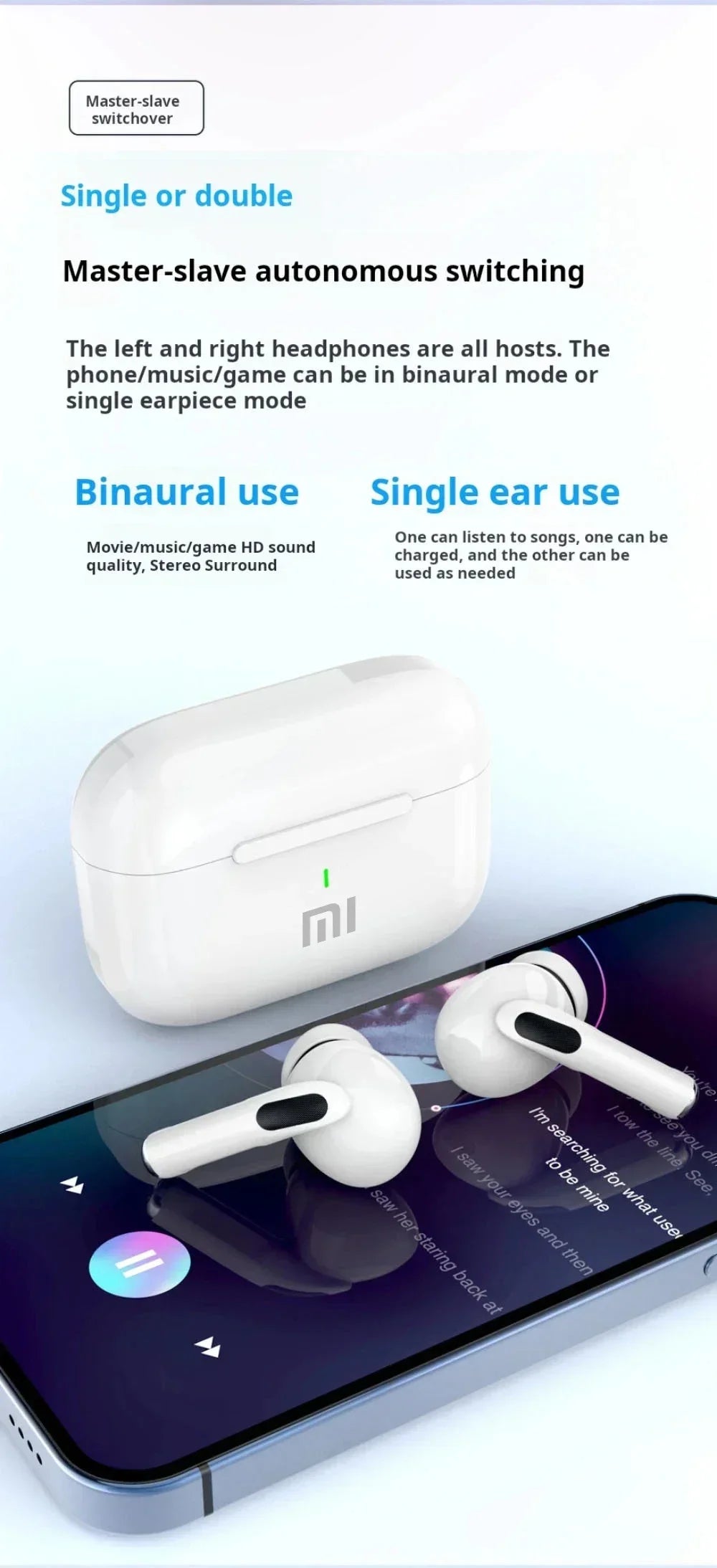 Wireless Bluetooth Earphones IN-Ear EarbudOriginal A7 for Xiaomi Waterproof ENC Noise Headphone With Mic Sports Hifi Headsets