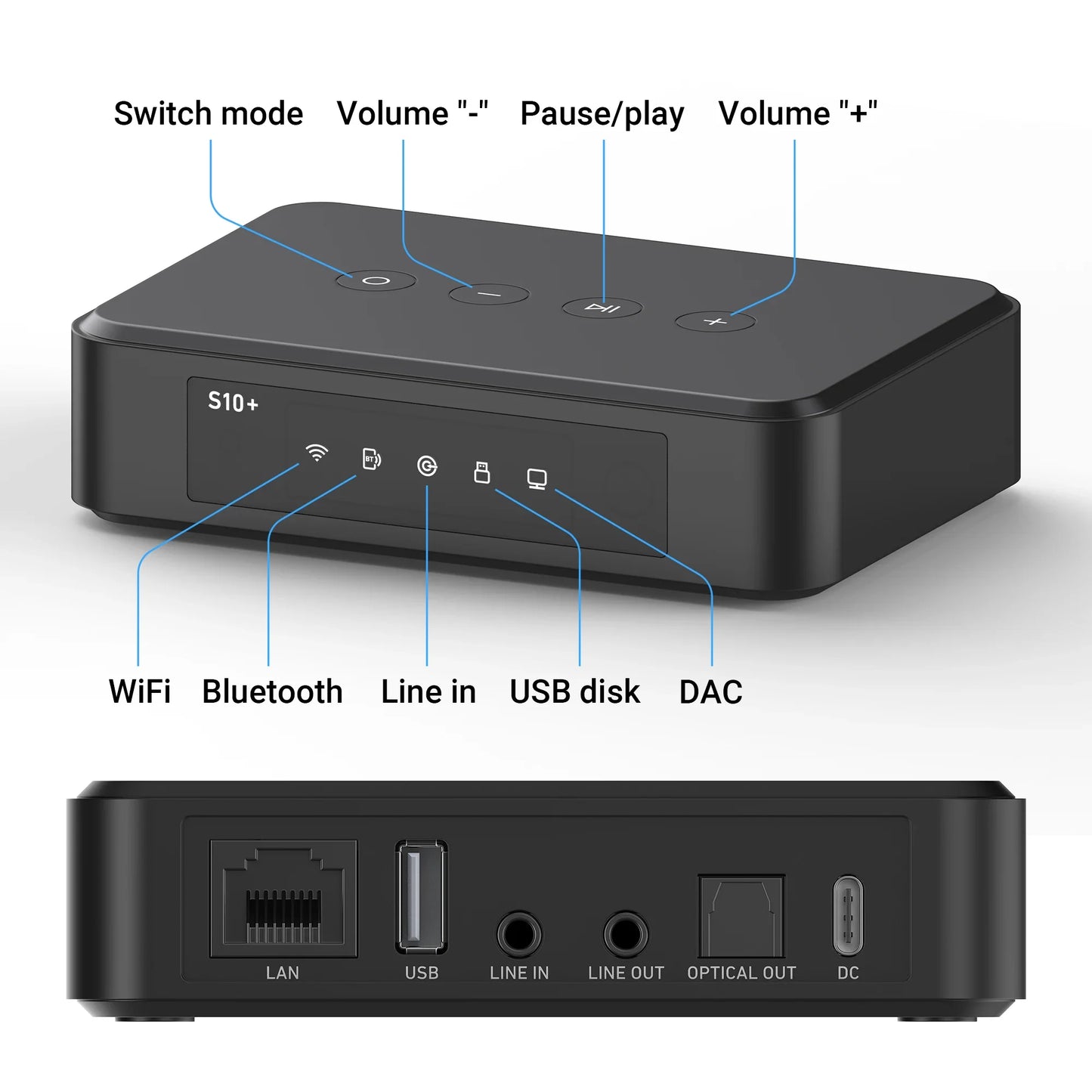 New Arylic S10+ WiFi And Bluetooth 5.0 HiFi Stereo Audio Amplifier With Tadil Airplay DLNA Internet Multiroom Audio Preamplifier