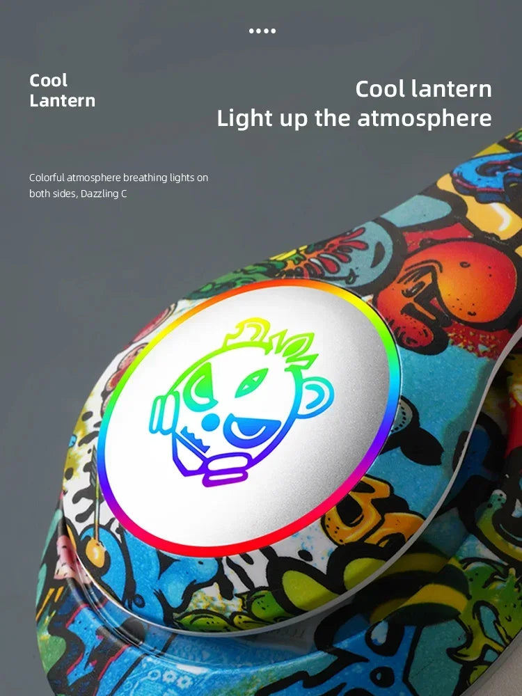 Graffiti LED Light Bluetooth Headsets Game Doodle Wireless Headphones Earphones Mic  For Kids Boy Girl Gifts Support TF Card