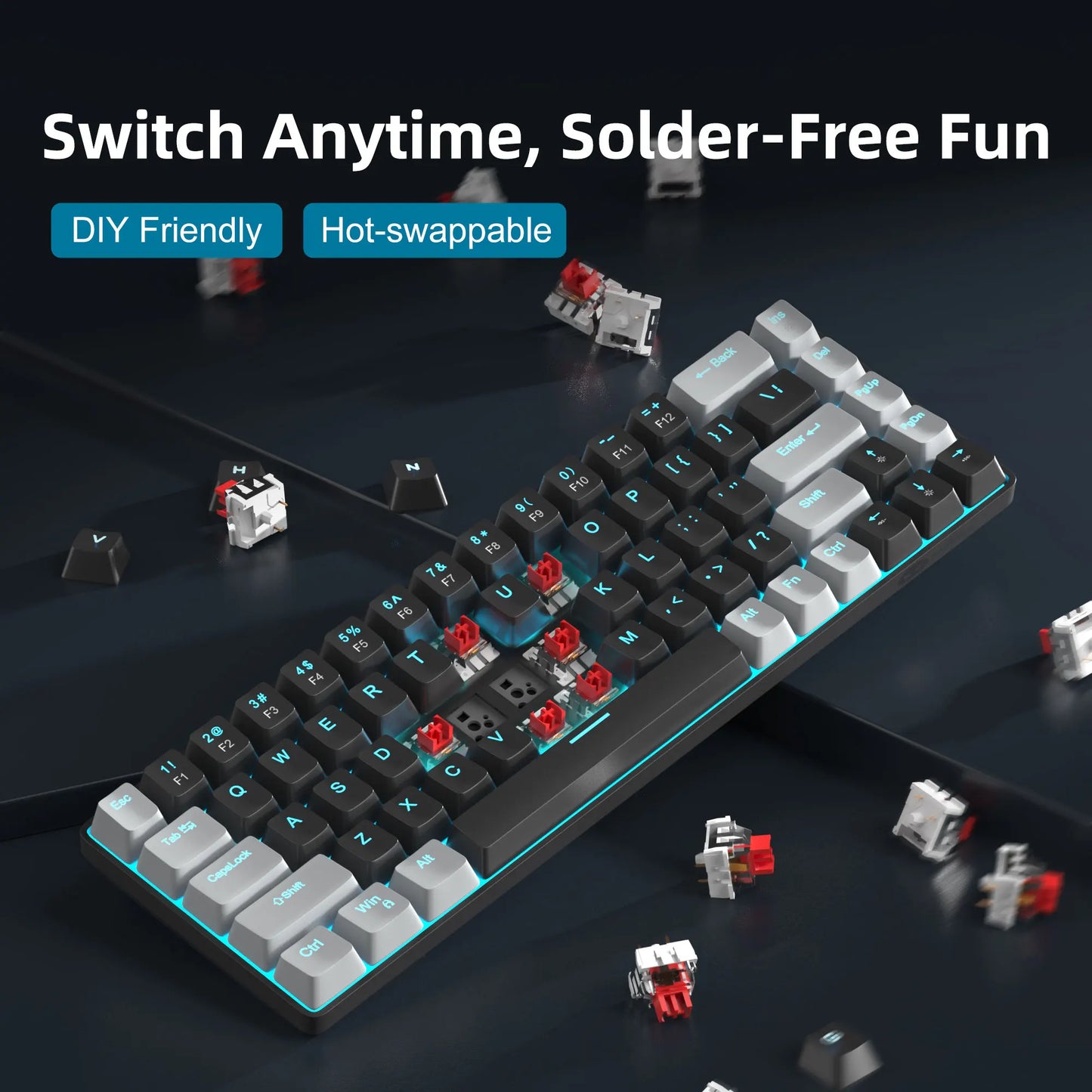 MageGee Portable 60% Mechanical Gaming Keyboard, MK-Box LED Backlit Compact 68 Keys Mini Wired Office Keyboard for Windows PC