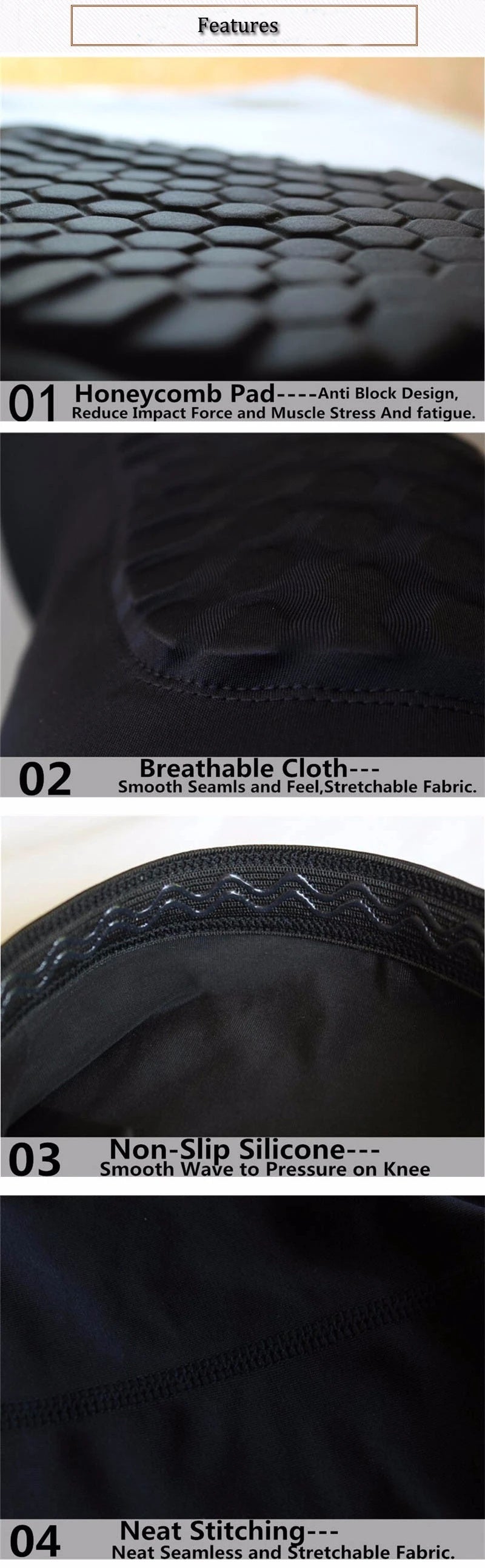 Basketball Knee Pads Protector Compression Sleeve Honeycomb Foam Brace Anti-collision Kneepad Fitness Gear Volleyball Support