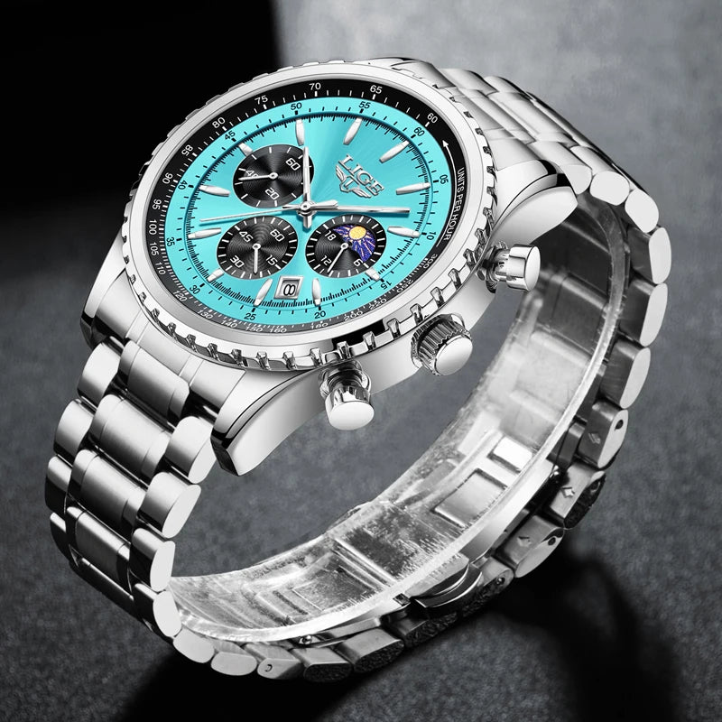 Relogio Masculino LIGE New Men Watch With Full Steel Waterproof Luminous Quartz Watch For Men Fashion Military Date Chronograph