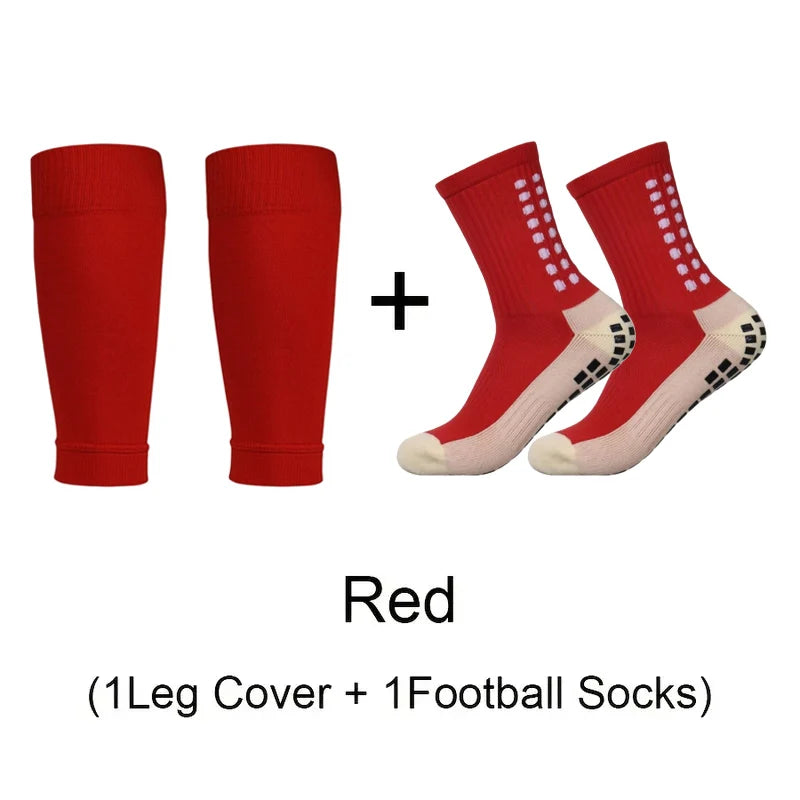 1 Set Of Non-slip Anti-friction Silicone Bottom Football Socks Breathable Sports Running Cycling Hiking Soccer Socks Leg Cover