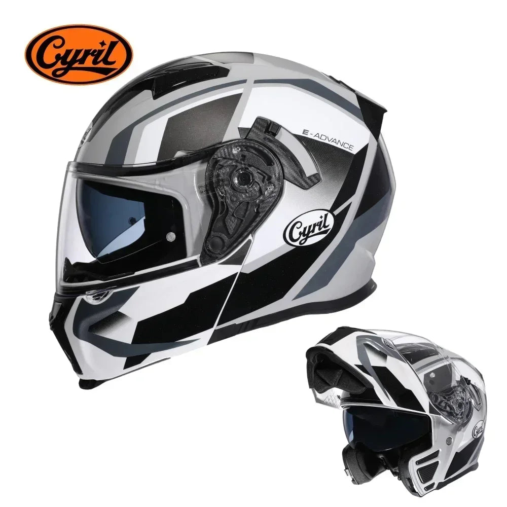 Motorcycle Helmet Dual Visor Modular Flip Up Full Face Helmet for Adult Men Women DOT Approved Casco Moto CYRIL AH121