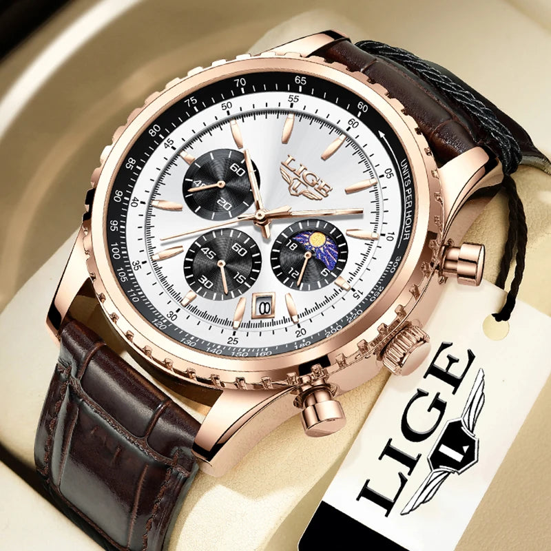 Relogio Masculino LIGE New Men Watch With Full Steel Waterproof Luminous Quartz Watch For Men Fashion Military Date Chronograph