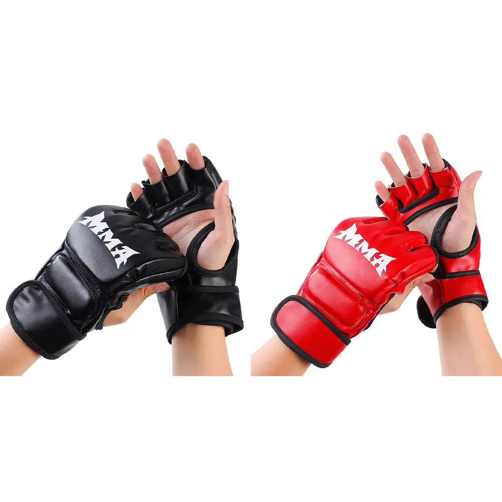 Half Finger PU Leather Boxing Training Gloves Free Fight Kick MMA Fighting Muay Thai Sports Sanda Glove Professional Equipment