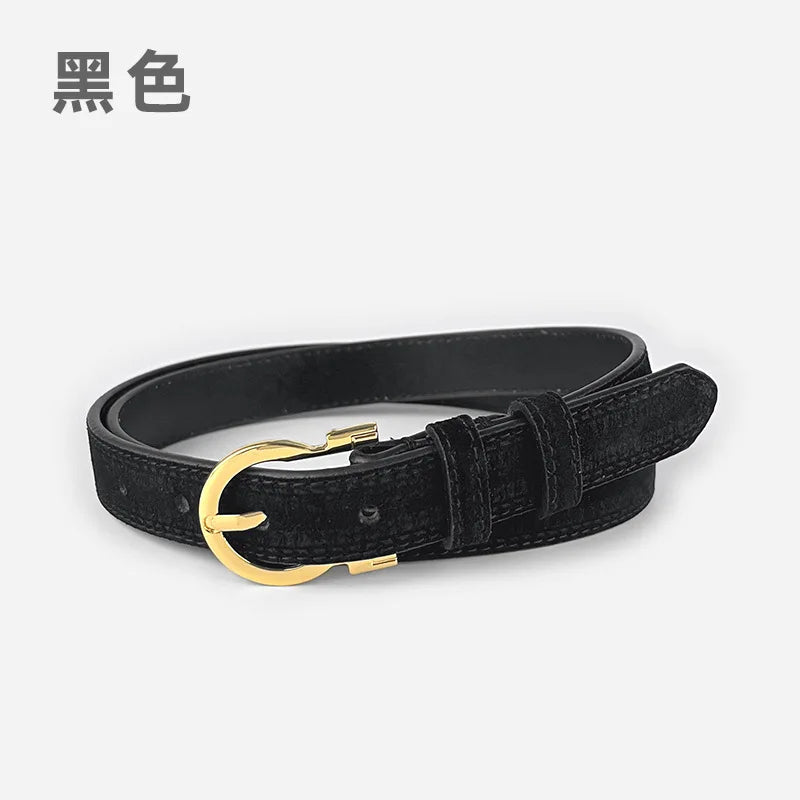 Suede  Real Leather Waist Belt for Women Vintage Simple Design Jeans Belt Strap Cinturones  Cinturones Para Hombre Blue Camel