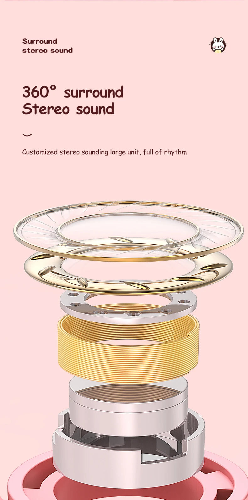 Wireless Headphones Rabbit Ear Headphones with Microphone Cute Girl Music Bluetooth Headphones for Kids Gaming Headphones
