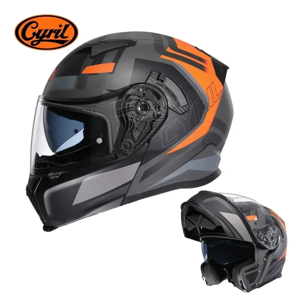 Motorcycle Helmet Dual Visor Modular Flip Up Full Face Helmet for Adult Men Women DOT Approved Casco Moto CYRIL AH121