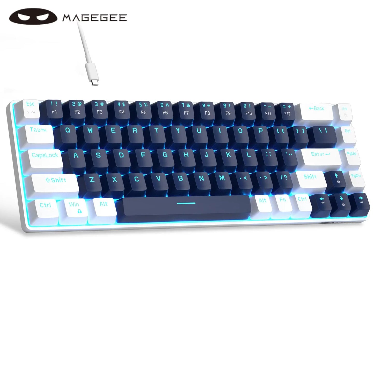 MageGee Portable 60% Mechanical Gaming Keyboard, MK-Box LED Backlit Compact 68 Keys Mini Wired Office Keyboard for Windows PC