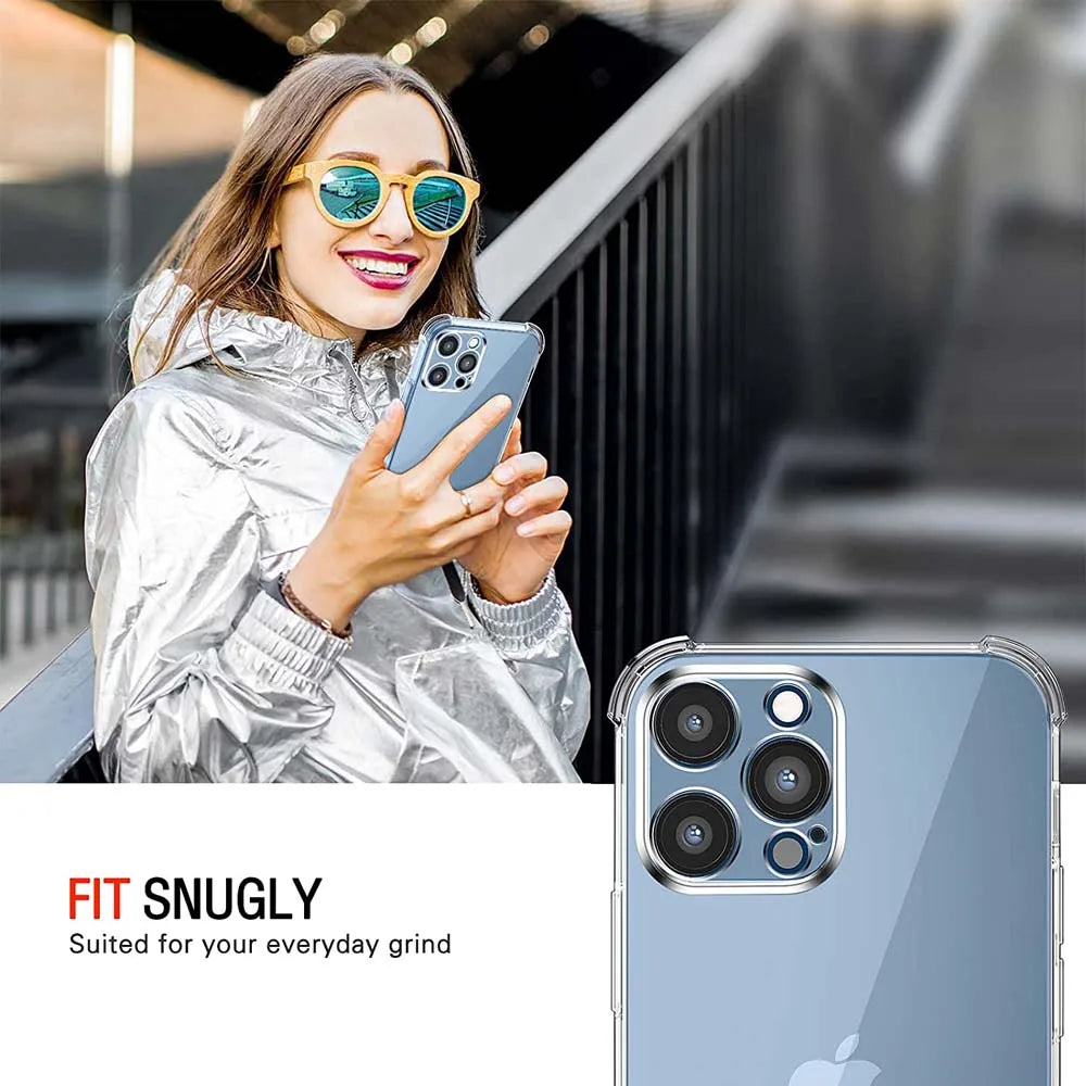 Funda 1.5MM Thick Air-Bag Clear Phone Case For iPhone 11 12 13 Mini 14 15 16 17 Pro Max Plus Air Thick Shockproof Silicone Cover