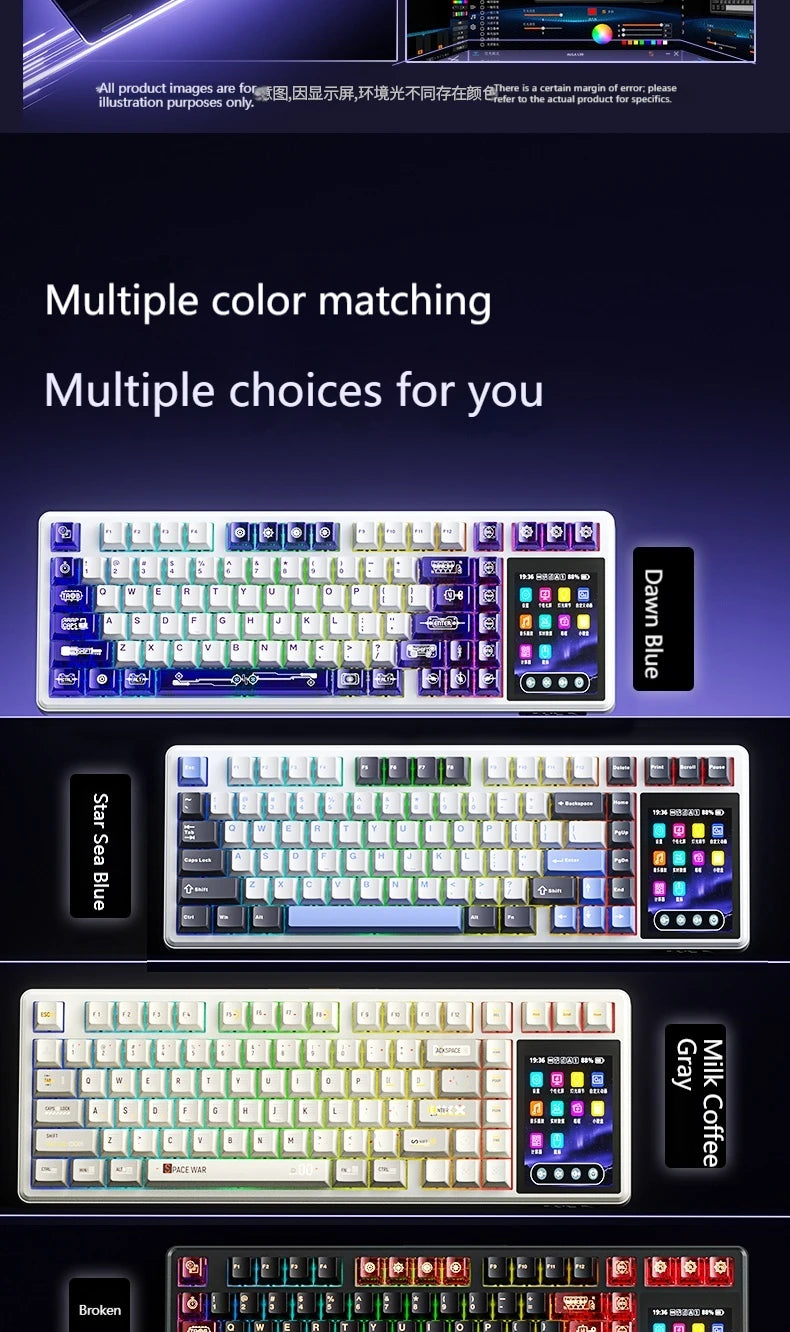 AULA L99 Gaming Keyboard 3.98-inch IPS Touchscreen Mechanical Keyboard Wireless Customizable Tri-mode Bluetooth Esports