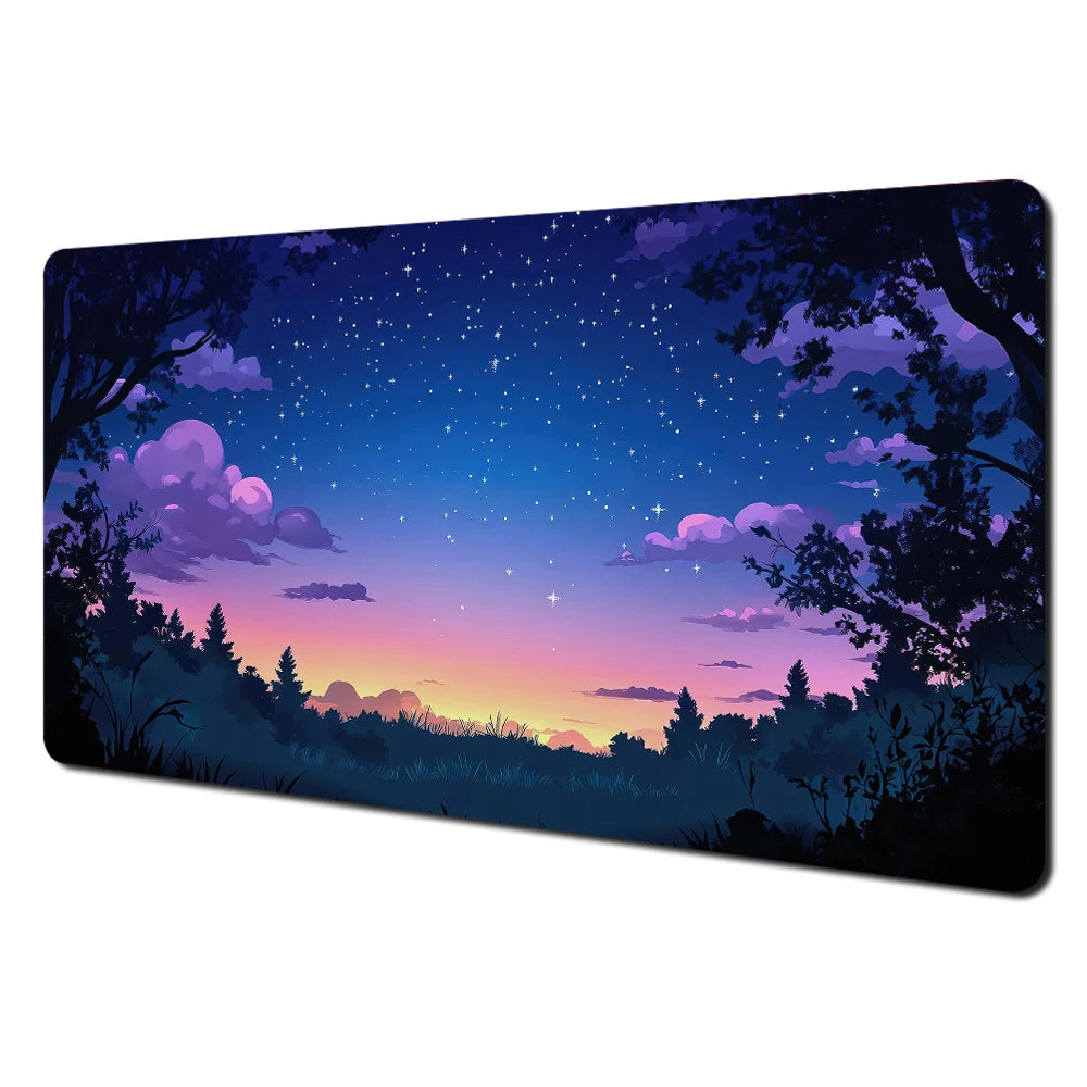 Mysterious Purple Forest large Mouse Pad Desk Mat gaming mats Non-Slip Stitched Edge pc accessories keyboard mousemat office rug